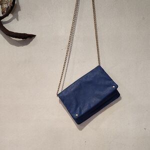 Blue Chain-Strap Crossbody Bag